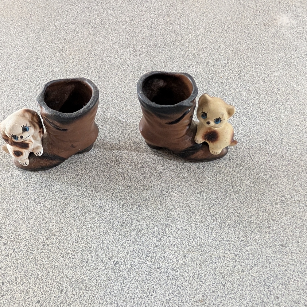 Vintage Norcrest Shoe/Boot  Toothpick Holders With Cute Puppy  Cute Kitten